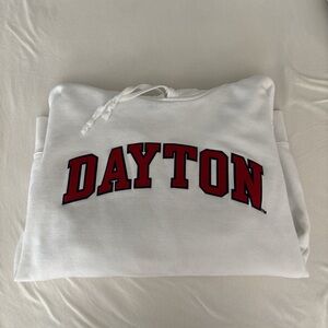 White Hoodie with Red Dayton Print